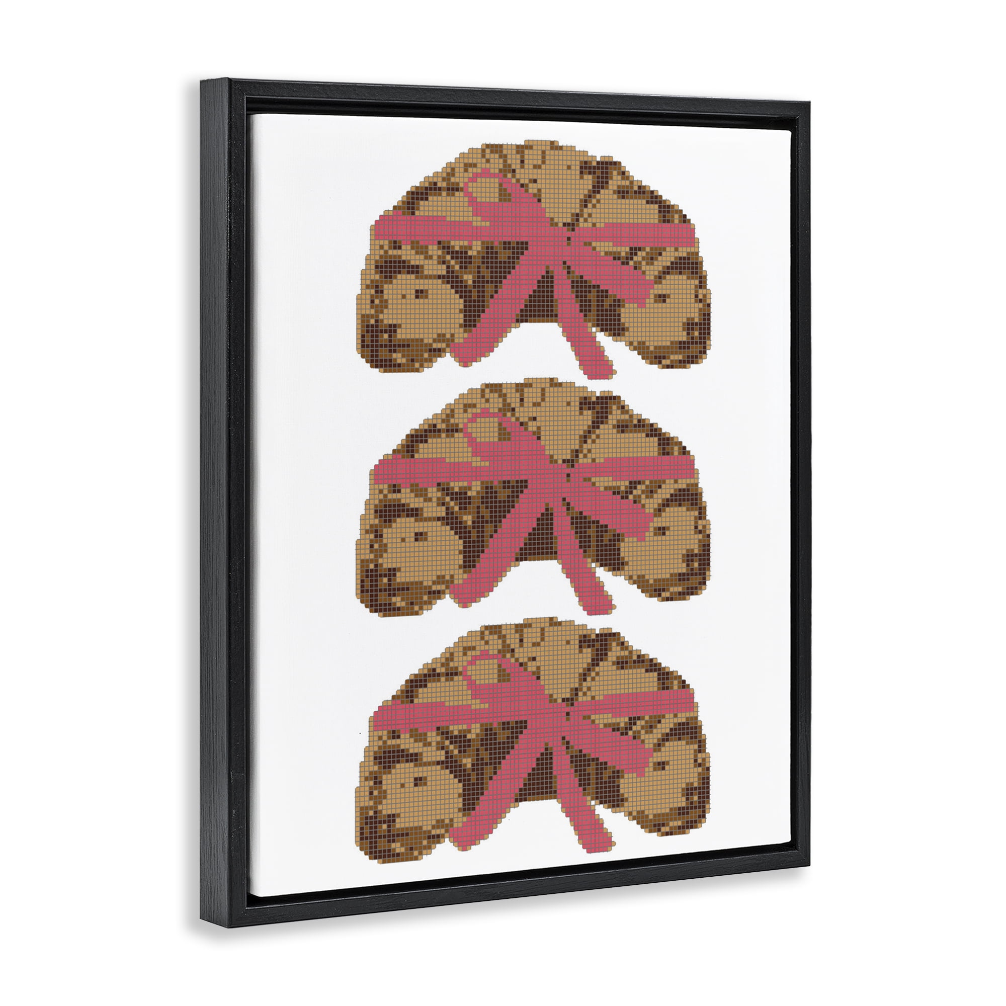 Stupell Industries Trio of Ribbon Croissants Black Framed Floater Canvas Wall Art, design by Lil' Rue