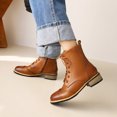 thumbnail image 2 of NOEGOEU Ankle Boots for Women Lace-up Low Heel Non Slip Flat Combat Boots Womens with Side Zipper (Brown,41), 2 of 6