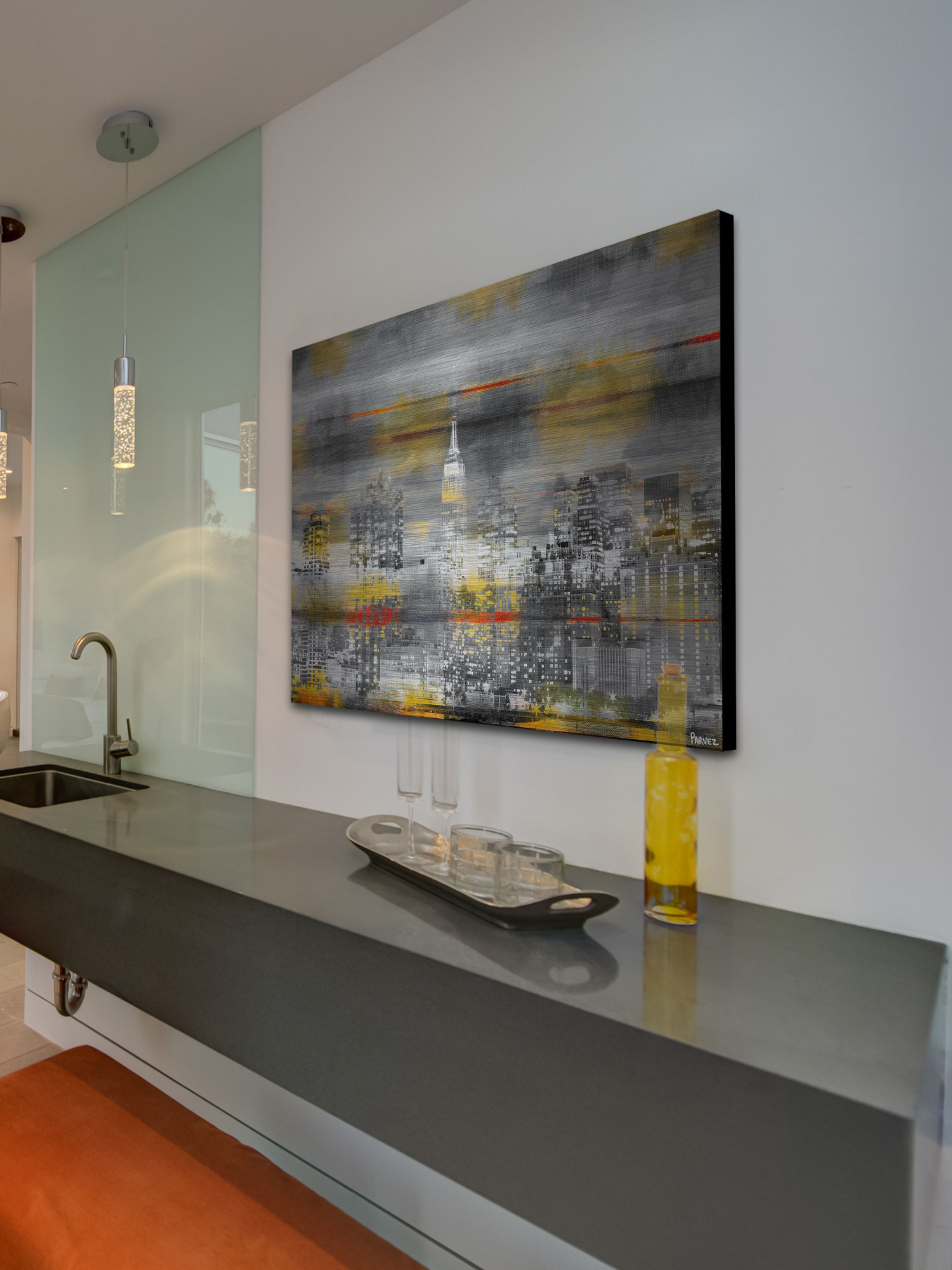 Parvez Michel Inc Parvez Taj 'NYC in Yellow' Painting Print on Brushed Aluminum
