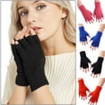 thumbnail image 4 of Visland 2 Pair Half Finger Gloves Winter Knit Warm Stretchy Mittens Fingerless Gloves in Common Size for Men and Women, 4 of 7