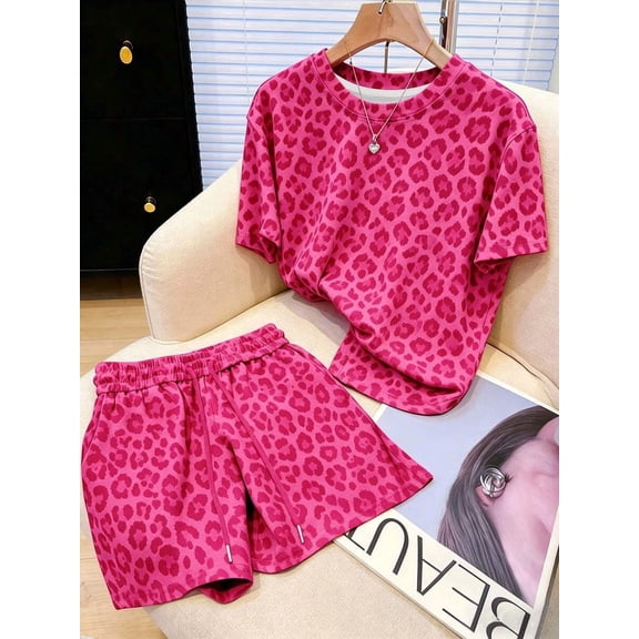 Women's 2-Piece Short Sleeve Top and Drawstring Shorts Set - Casual Summer Outfit