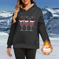thumbnail image 2 of Women's Sherpa Lined Christmas Hoodie: Fuzzy Santa Graphic Pullover - Long Sleeve Festive Fleece Sweatshirt w/ Drawstring Cozy Holiday Lounge Wear, 2 of 7