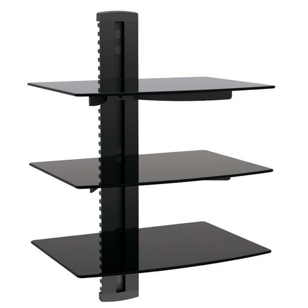 Impact Mounts 3 TIER GLASS SHELF WALL MOUNT UNDER TV CABLE BOX