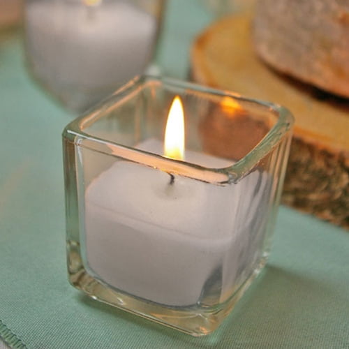 Event Decor Square Glass Wax Filled Votive Candle 2 in Event Pack of 25