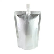 50pcs 8.4oz Heavy-Duty Silver Aluminum Foil Screw Cap Liquid Fluid Drinking Stand-Up Pouch