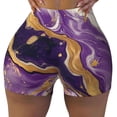 thumbnail image 2 of Susaid Purple Gold Marble Swirls Print Intensify Workout Shorts for Women Seamless Scrunch Short Gym Yoga Running Sport Active Exercise Fitness Shorts-Small, 2 of 8