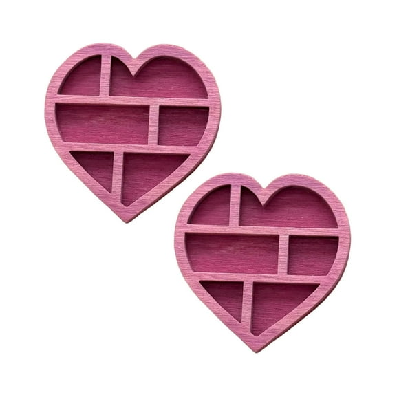 2Pcs Mini Heart Shaped Wooden Desktop Organizer Decorative Indoor Storage Shelf For Homedesktop Ornament Home Decor