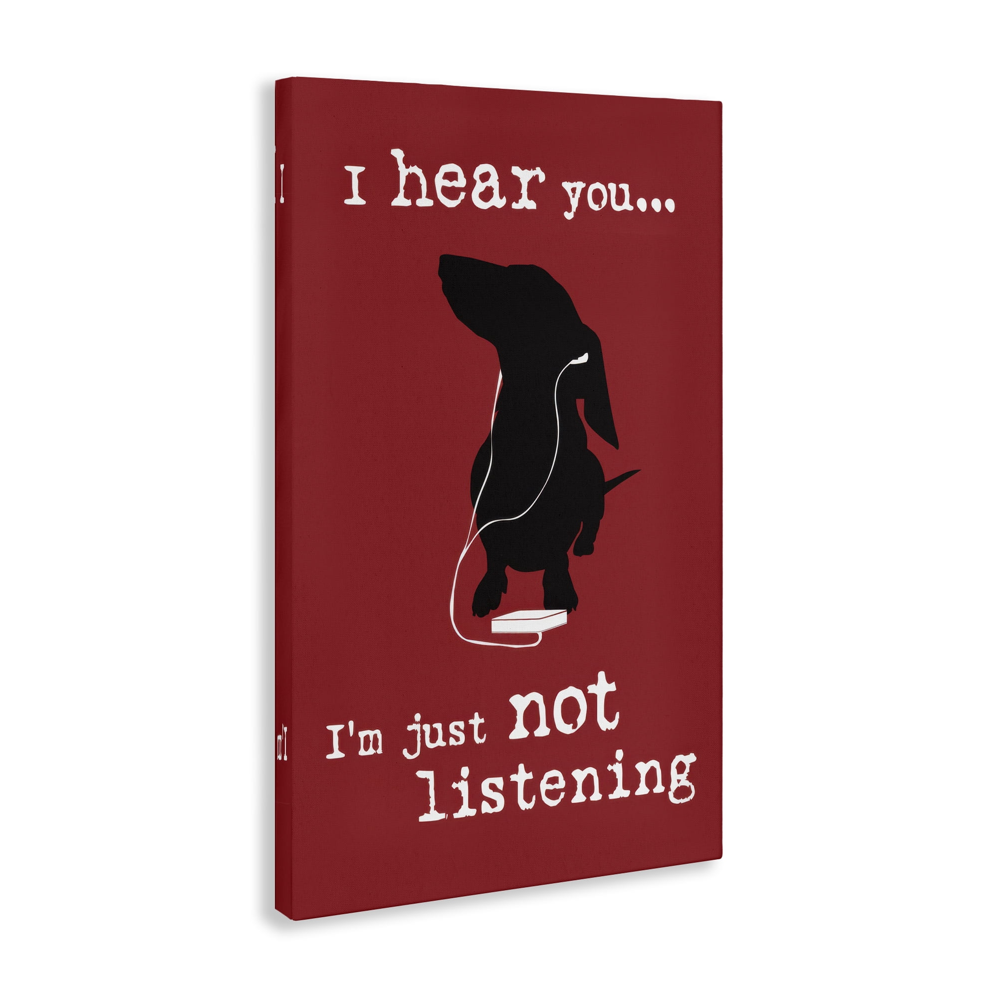 Stupell Industries Not Listening Dog Headphones Animals Painting Wrapped Canvas Art Print Wall Art, 24 x 36