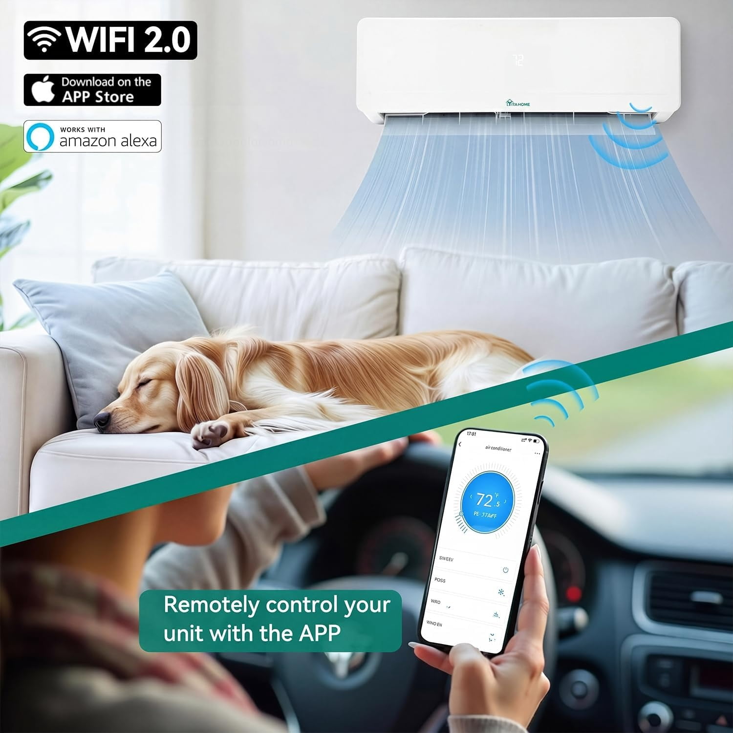 Uforic 18000 BTU Mini Split AC & Heat Pump, 20 SEER2 WiFi Inverter AC Unit, Ductless Air Conditioner Works with Alexa, 230V Energy Efficient Cooling & Heating for Home Garage