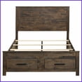 thumbnail image 5 of Queen Size Asian Hardwood Platform Storage Bed with Drawers, Rustic Golden Brown for Master Bedroom, 5 of 6