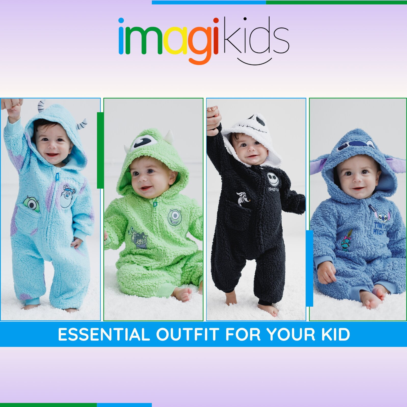 Disney Monsters Inc. Baby Boys' Cosplay Hooded One Piece Green Mike Boo