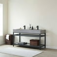 thumbnail image 2 of Vinnova Bilbao 60" Gray Stone Top Double Sink Vanity Matte Black Metal Frame, 2 of 10