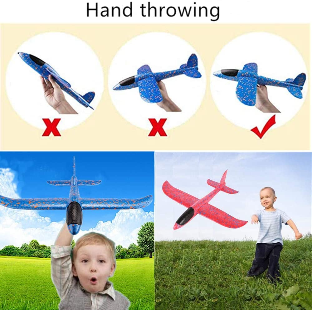 HomeMall 8 Pack 2 in 1 Foam Airplanes and Parachute Toys Set 17.5 Large Throwing Foam Plane Flying Backyard Outdoor Toys for Kids Boys Girls 2 Flight Mode Foam Gliders and Throwing Toy Parachute 