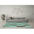 thumbnail image 3 of Ahgly Company Machine Washable Indoor Round Abstract Light Blue Contemporary Area Rugs, 3' Round, 3 of 4