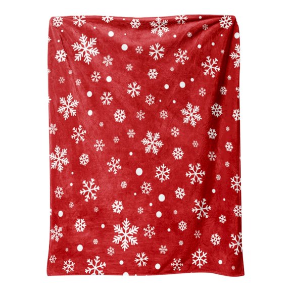 Uanit Christmas Throw Blanket Red Snowflake Christmas Fleece Blanket Soft Plush Warm Winter Cabin Throw for Bed Chair Car Sofa Couch Bedroom 27.5x39.3 in (Red/White Snowflake)