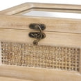 thumbnail image 4 of DecMode Light Brown Wood Decorative Box with Rattan Panels and Glass Tops, 2 Count, 4 of 12