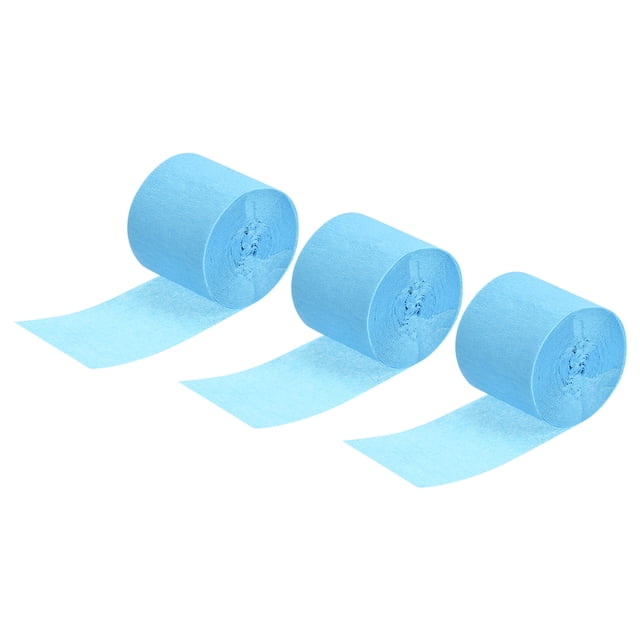 Unique Bargains Crepe Paper Streamer 32ft Long 1.37 Inch Wide, Sky Blue 3 Pack