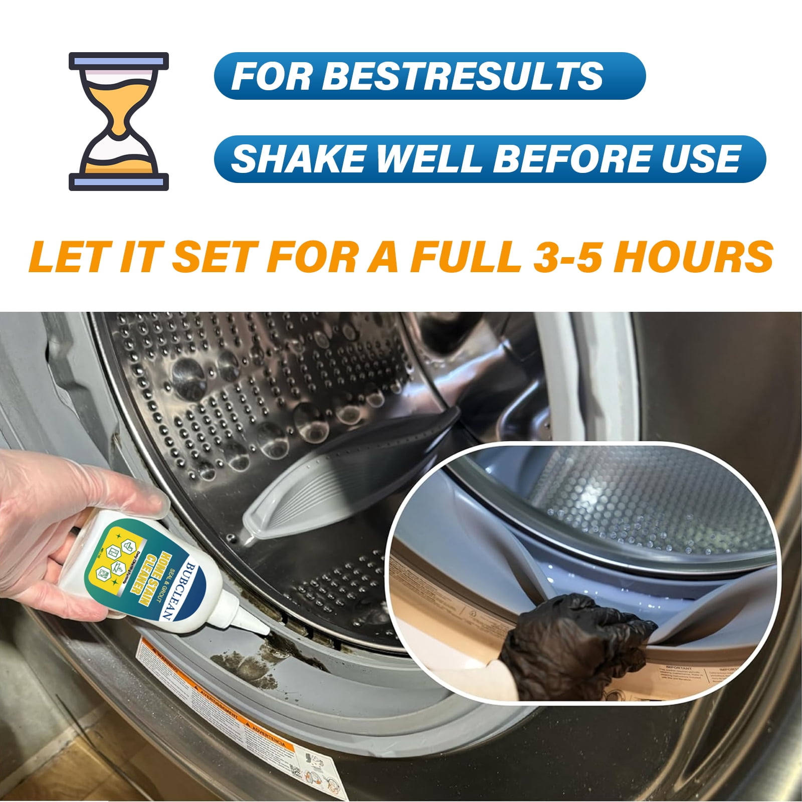 Bubclean Home Remover Gel, Washing Machine Cleaner for Washing Machine Seal, Front Load Washer, Refrigerator Strips, Tile, Home Kitchen Sinks, Toilet, Bathroom-7 FL Oz