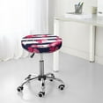 thumbnail image 7 of Bingfone13 Inch Padded Round Bar Stool Cover Cushion With Elastic Fabric Round Chair Seat - Dark Blue Stripes And Pink Flamingos, 7 of 7