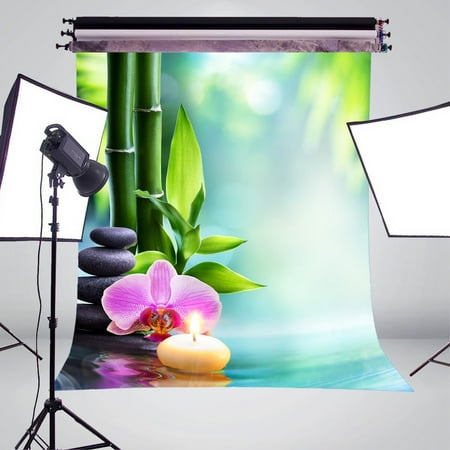 Image of MOHome 5x7ft Candle And Green Bamboo Photo Background Photography Backdrop Studio Props