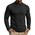 thumbnail image 2 of TOUMENY Men Sweater High Neck Long Sleeve Solid Slim Fit Casual Pullover Winter Knitted Comfortable Workwear Tops Black S, 2 of 7