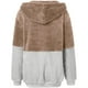 thumbnail image 5 of Abrigo cálido para mujer Chaqueta con cremallera Empalme sólido Blusa de manga larga Tops Sudadera con capucha Pompotops  qwe14736, 5 of 6