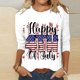 thumbnail image 1 of Fiudx Liquidación de Ahorros de Verano Blusa Holgada Estampada con Cuello Redondo Retro de Manga Corta a La Moda para Mujer, Manga Tres Cuartos, 1 of 4