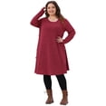 thumbnail image 3 of DARING DIVA Women's Plus Size Long Sleeve Fall Fashion Tunic Dress 3X Burgundy, 3 of 6