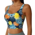 thumbnail image 2 of KLL Sunflowers for Workout Tank Tops for Women,U Back Fitness Top Built in Shelf Bras Padded Fit for Yoga Gym-Large, 2 of 8
