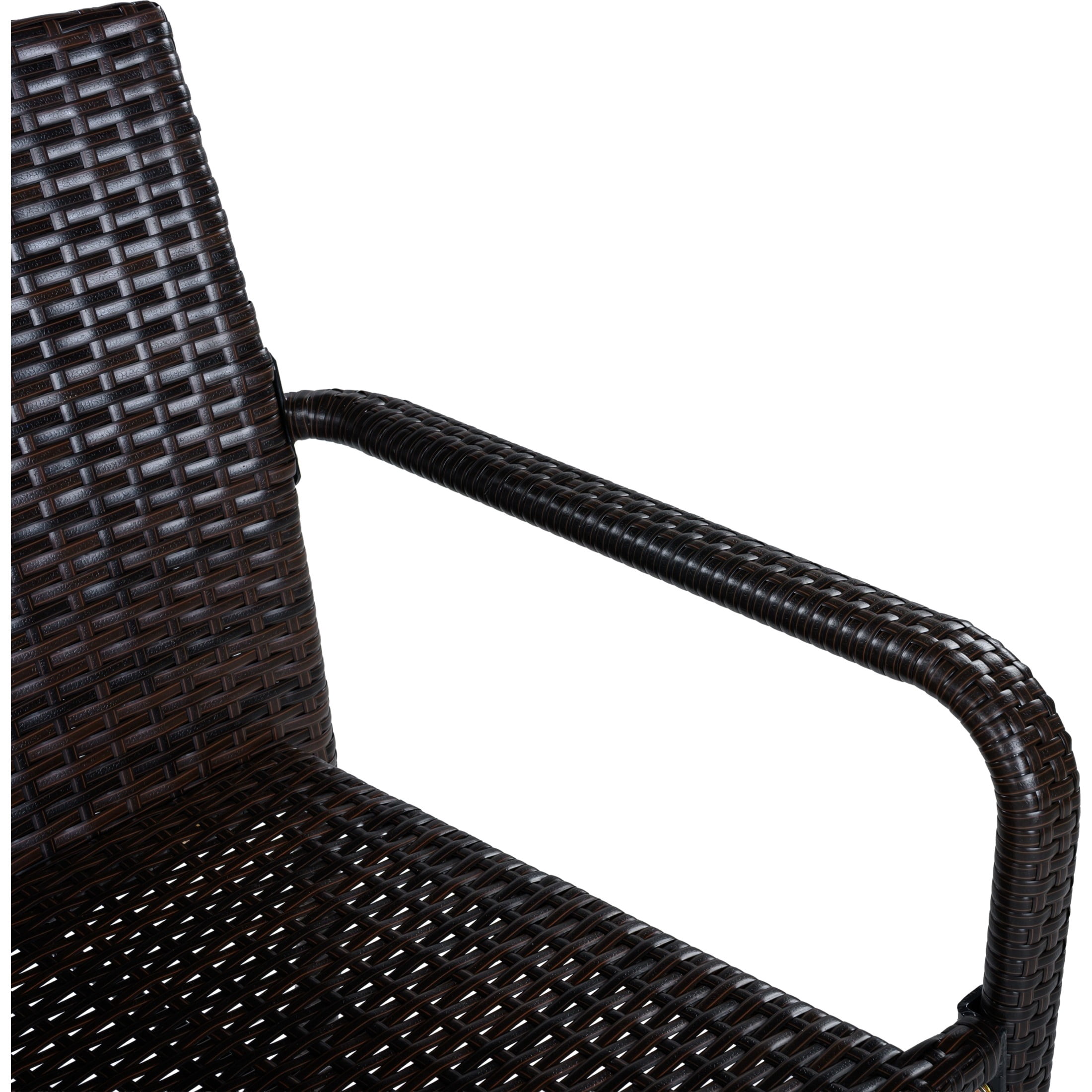 Christopher Knight Home 7-Piece Modern Outdoor Dining Set, Wood Table and Wicker Armchairs, Teak+Dark Brown