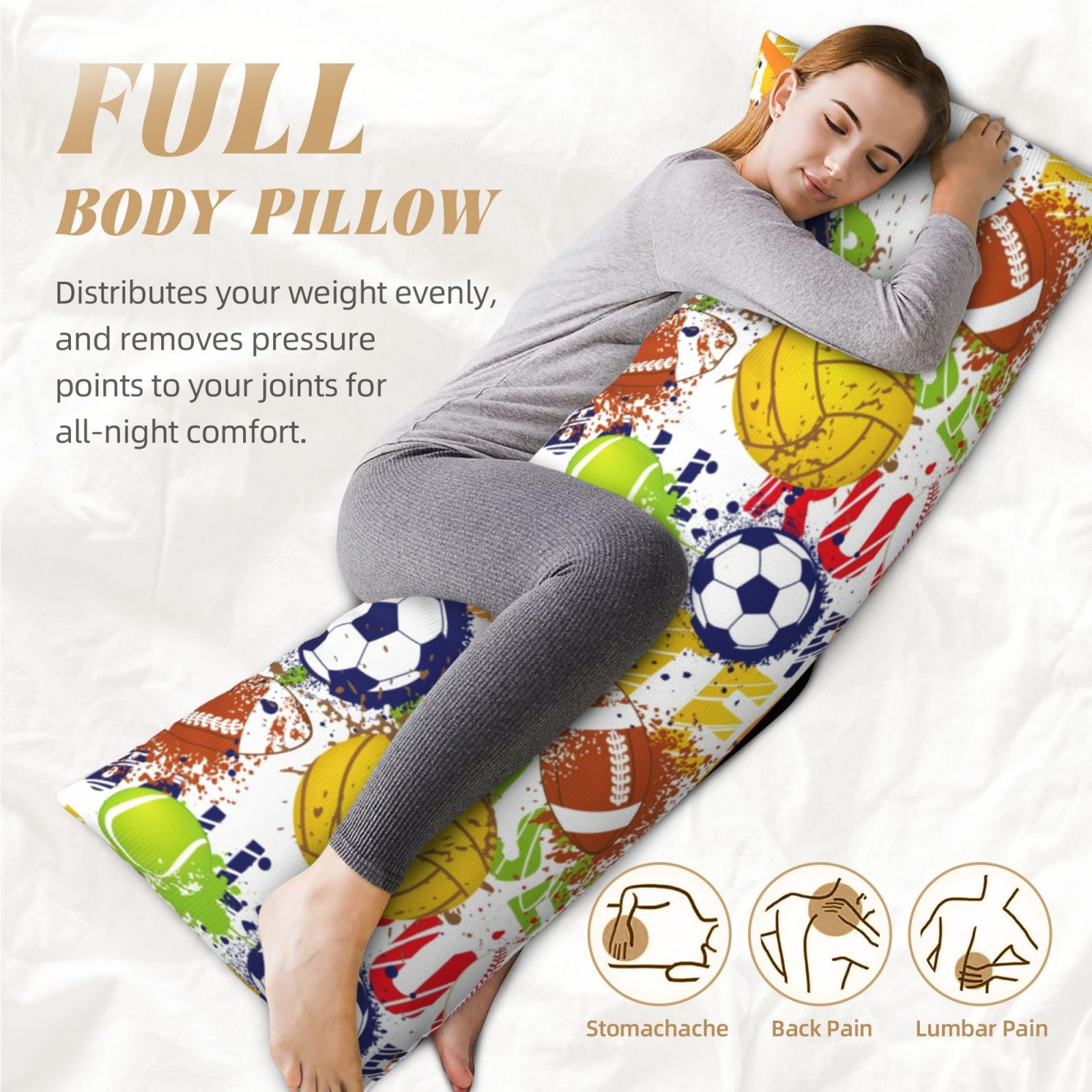 Naloa Balls Super Soft 20x60 Body Pillow Case,Long Side Hidden Zipper（PILLOWS ARE NOT INCLUDED）