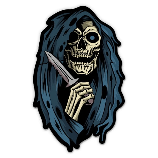 Grim Reaper Death Skeleton - 3" Vinyl Sticker - For Car Laptop Water Bottle Phone - Waterproof Decal