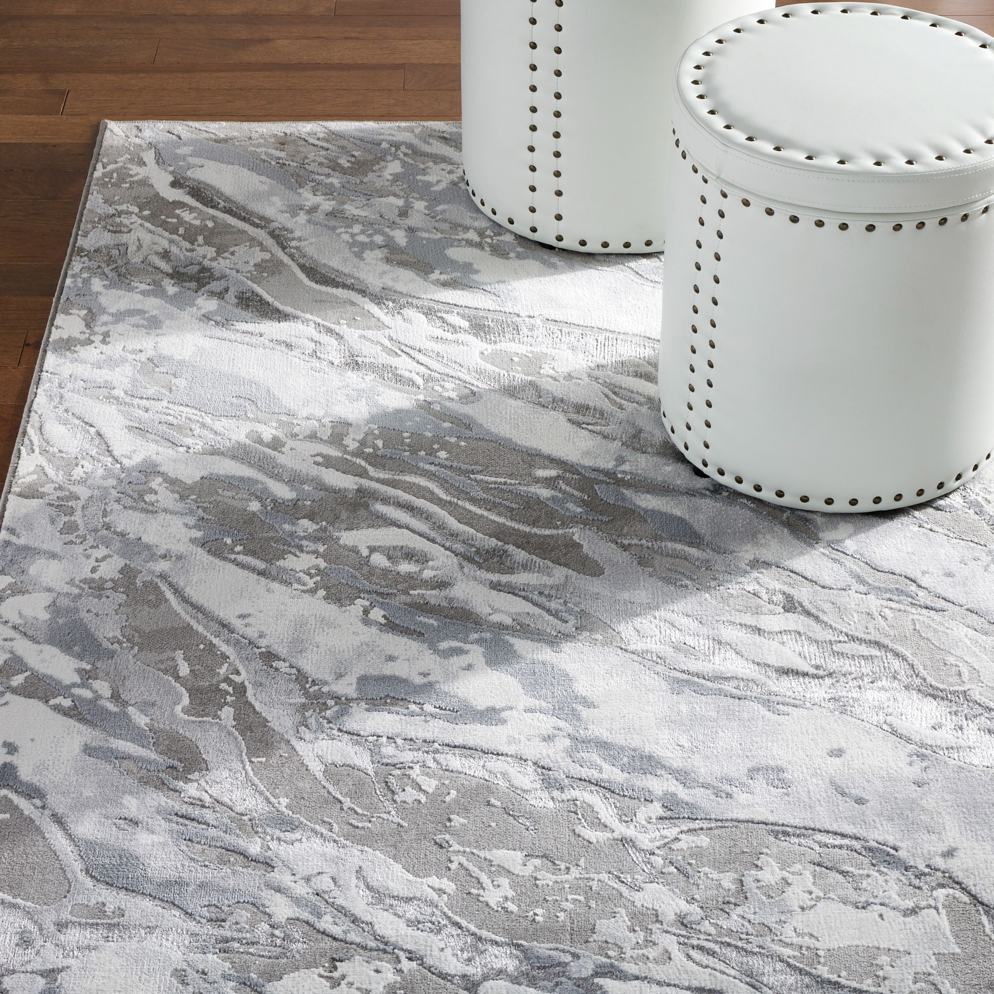 Everloom Laura Marble Chic Abstract Area Rug, Grey/White, 5'2"x7'2