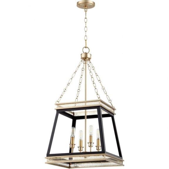 4 Light Pendant-30.5 inches Tall and 15.5 inches Wide-Noir/Aged Brass Finish Bailey Street Home 182-Bel-4637414