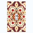 thumbnail image 1 of Metal Light Switch Plate Cover Beige Burgundy Mandala  Flower Tile Pattern MDL032, 1 of 13