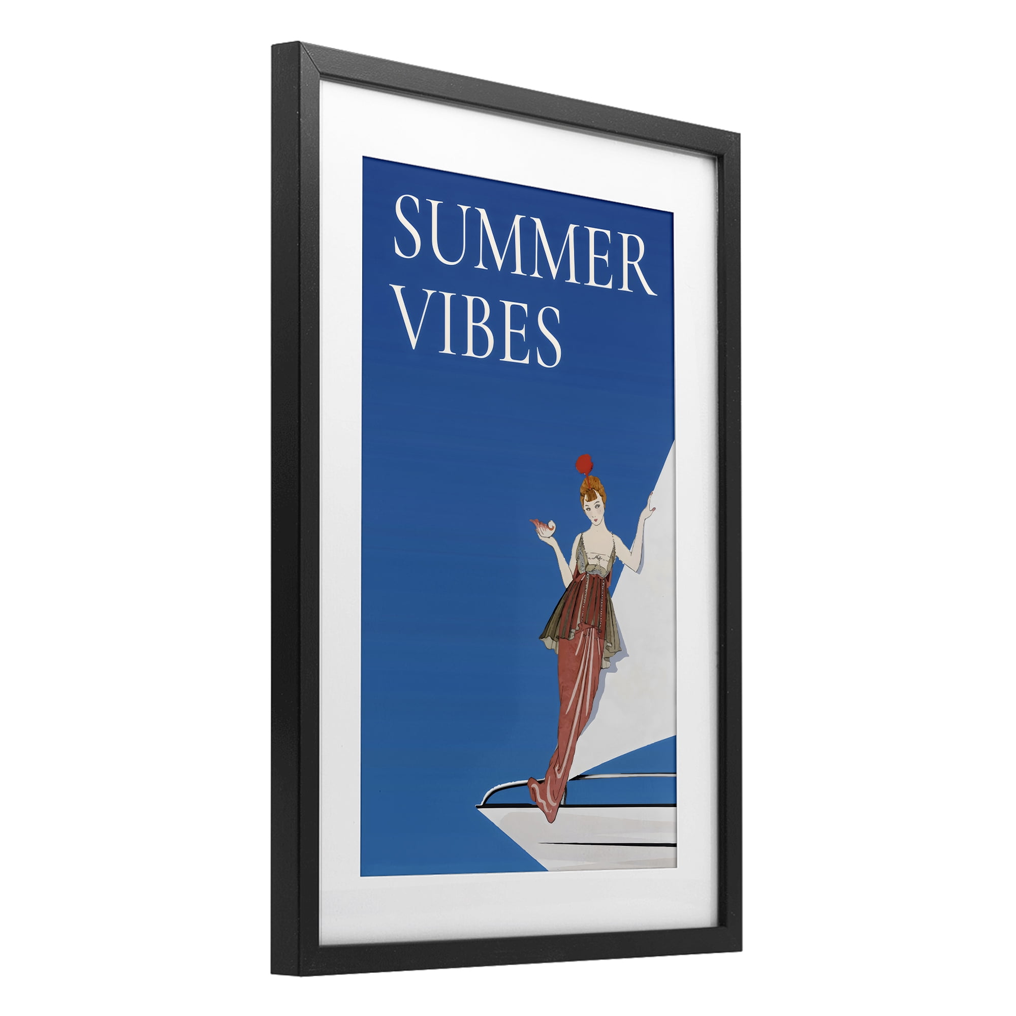 Stupell Industries Summer Vibes Vintage Yacht Black Framed Print Under Glass, design by Creative Studio