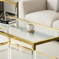 thumbnail image 4 of LiviNest Modern Coffee Table with Glass Top: Gold Metal Frame & Acrylic Legs - Minimalist Side Table for Living Room Office Hotel, 4 of 6