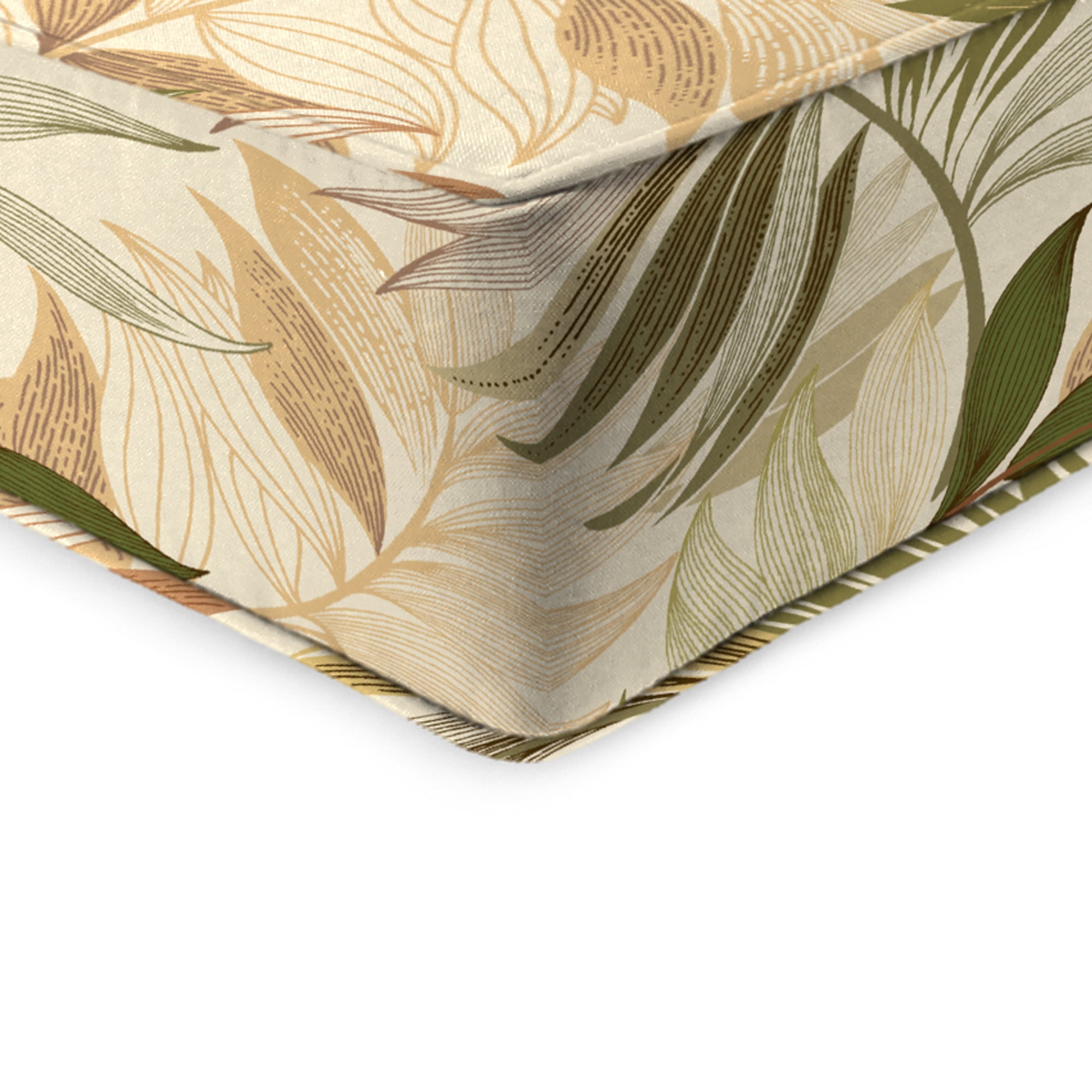 Jordan Manufacturing 46.5" x 24" Oasis Nutmeg Beige Leaves Rectangular Outdoor Deep Seat Chair Cushion Set with Welt