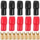 thumbnail image 1 of 5 pares de conectores de horquilla de cobre chapados en oro de calibre 4, adaptadores, enchufes y terminales de crimpado para cables de altavoz - 4GA (rojo y negro), 1 of 8