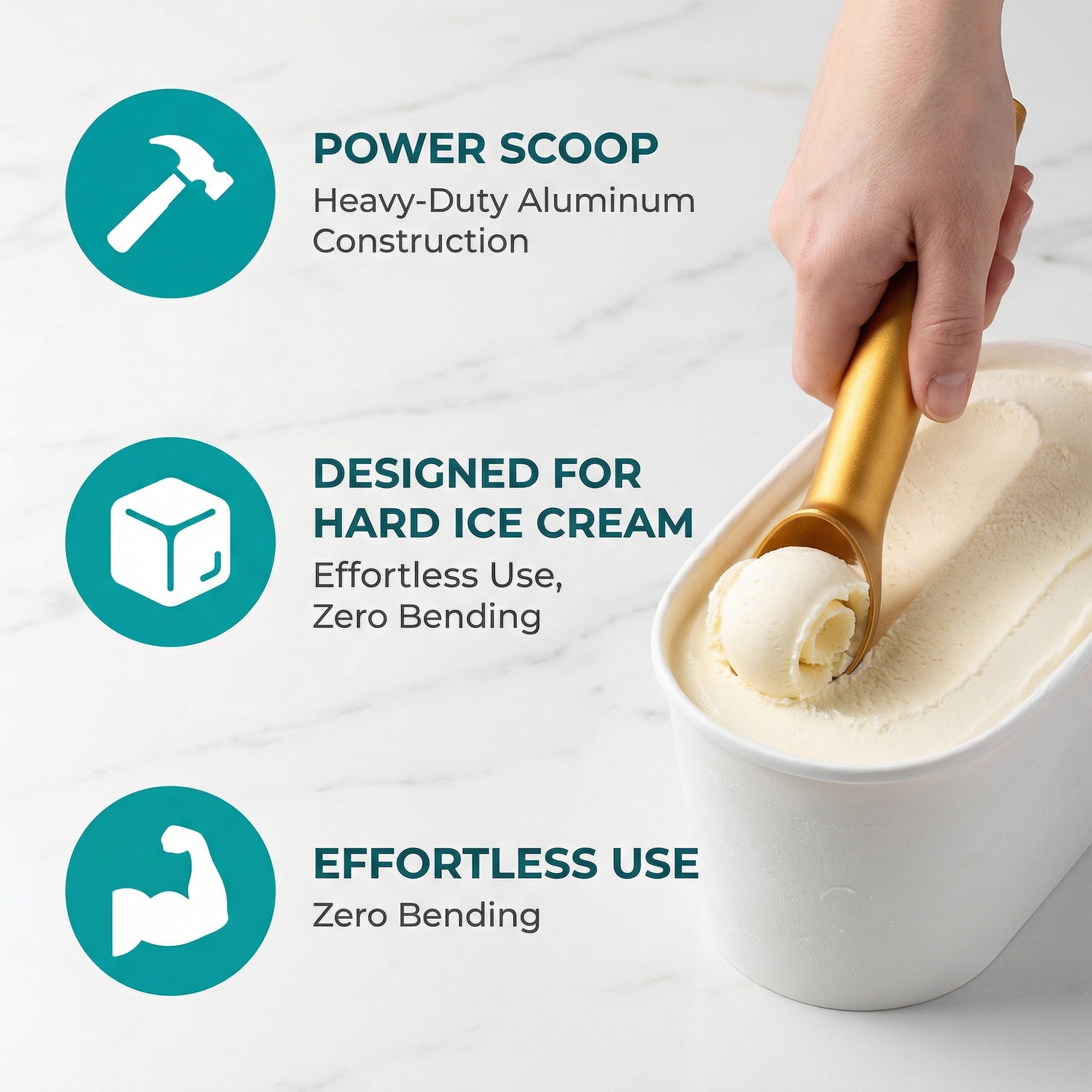 Unique Bargains Stainless Steel Ice Cream Scoop with a great Handle Gold