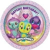 Hatchy Birthday Hatchimals Hearts Purple Background Edible Cake Topper Image ABPID00201V1
