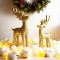 thumbnail image 5 of 2 Pack Modern Christmas Decor Neutral Christmas Reindeers Decor Resin Deer Statues Figurines Elk Statues for Neutral Modern Living Room Bedroom Office Bookshelf Desk Ornaments(Gold), 5 of 14