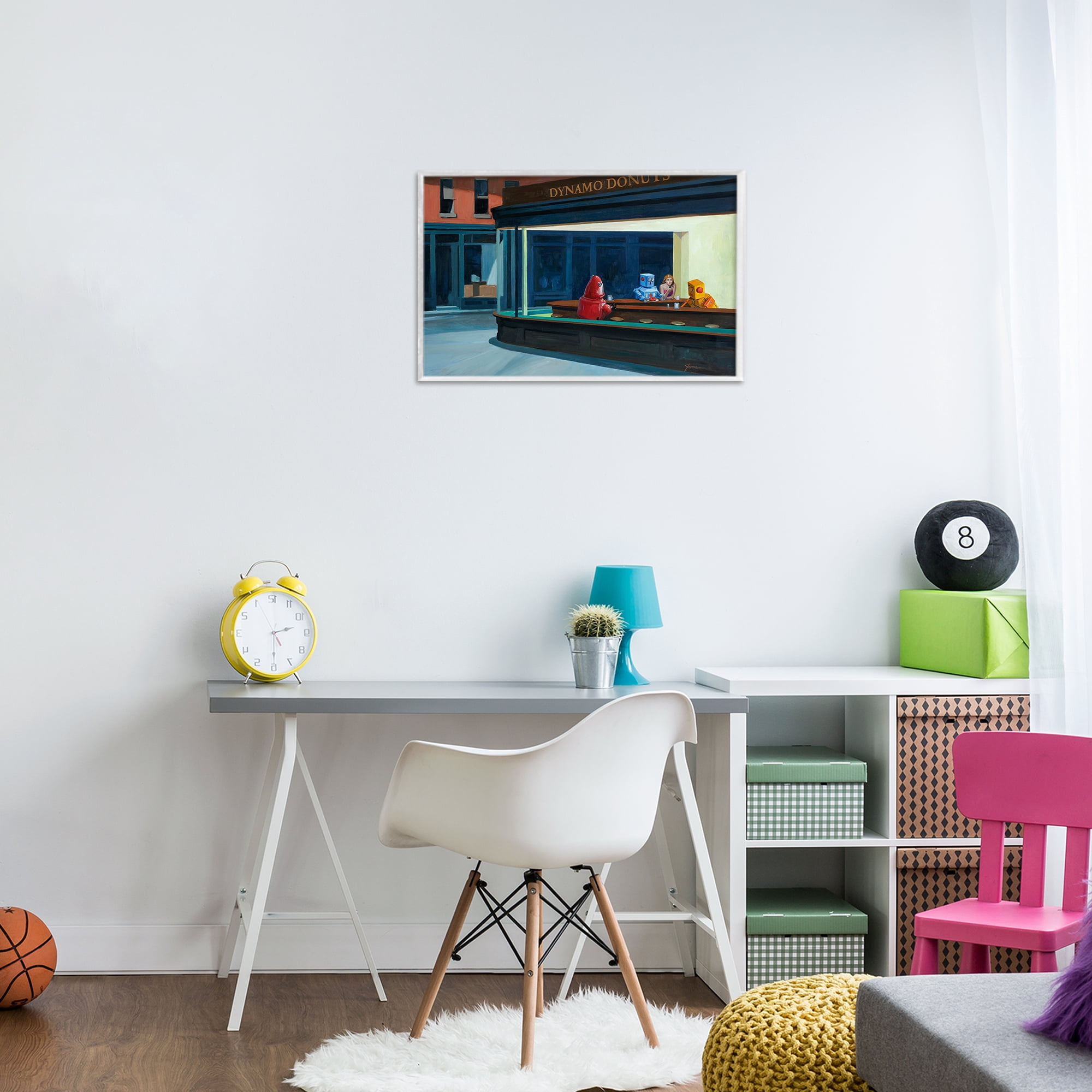 Stupell Industries Robots in Donut Shop White Framed Giclee Art, design by Eric Joyner