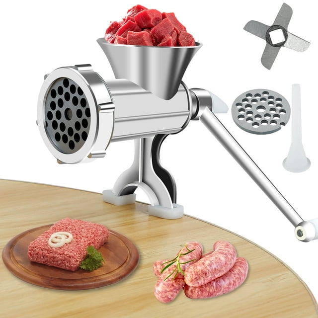 SUTENGDA Manual Meat Grinder with Handle Meat Crank Rustproof Meat Grinder Sausage Maker Table Mount Pork Mincer with 3 Sausage Maker Tube Multifunctional Grinding Machine for Home Kitche