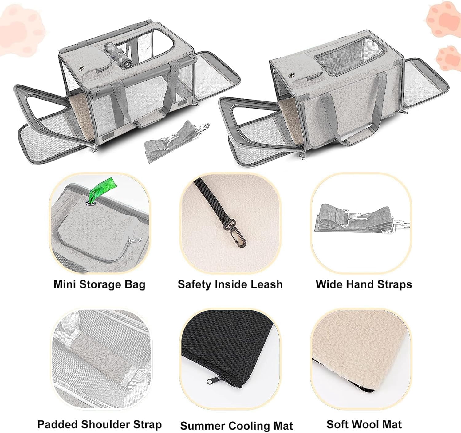 Pet Carrier for Large and Medium Cats, Soft-Sided Pet Carrier for Big Medium Cats and Puppy Dog Carriers Cat Carriers, Pet Privacy Protection Travel Carrier