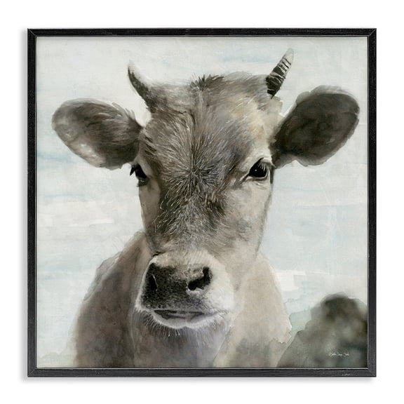 Stupell Industries Farmhouse Country Calf Farmhouse Portrait Black Framed Giclee Art, 12 x 12, by Stellar Design Studio