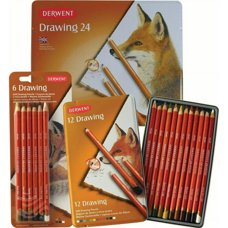 7 Derwent Drawing Pencils : Set Of Earth Tones #57, 63, 64, 66, 67