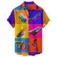 thumbnail image 1 of Eashery Mens Button Down Short Sleeve Shirt Button Down Hawaiian Shirts for Men Short Sleeve Bowling Shirts Summer Regular Fit Top Hot Pink Large, 1 of 3
