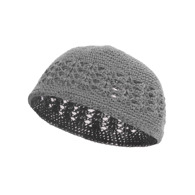 Bonnet à Tête Tricotée Crocheté à la Main, Gris