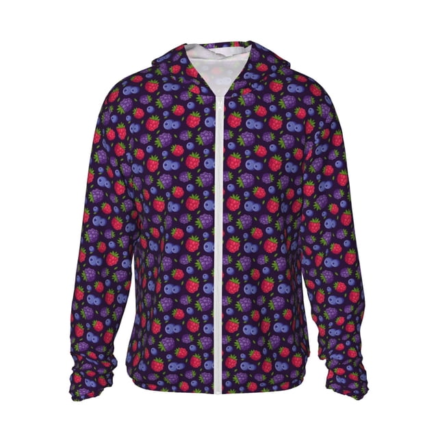 Fotbe Blackberries Chaqueta con Protección Solar UPF 50+ para Hombre y Mujer, Camisa con Capucha y Bolsillos-Large